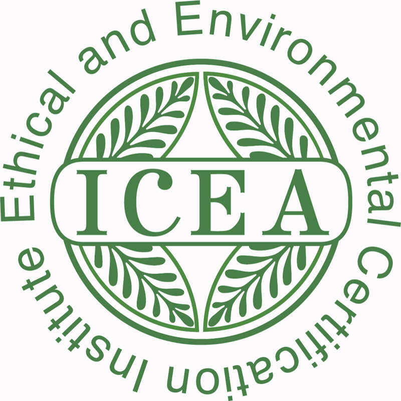 Vollbild Grünes ICEA-Logo vor weißem Hintergrund