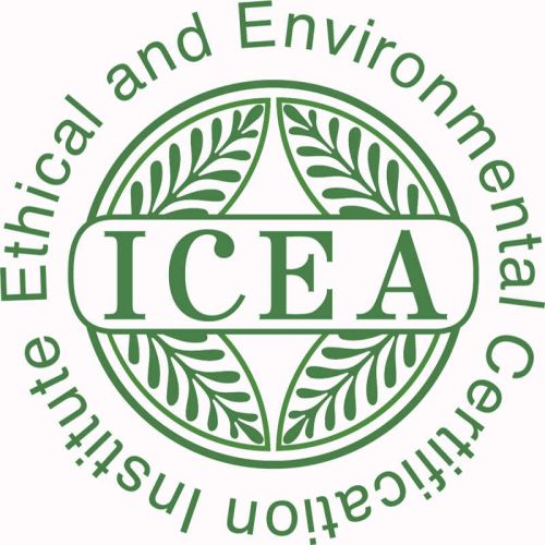 Grünes ICEA-Logo vor weißem Hintergrund