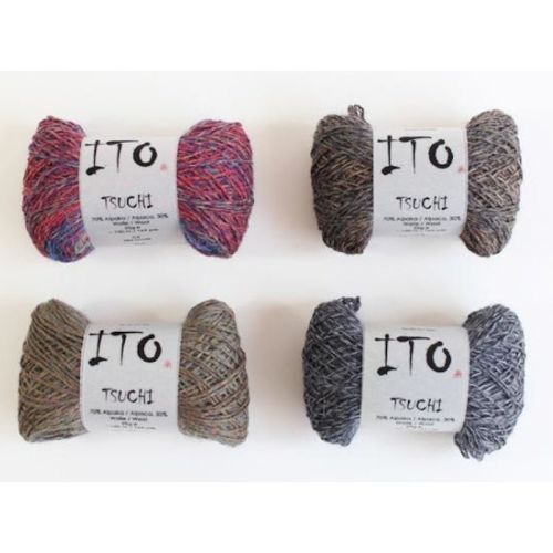 ITO Tsuchi - weiche Alpaka-Woll-Mischung - hier in 4 Farben - grau, braun, rot, sand