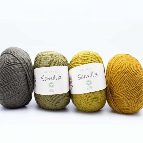 4 Knäuel Semilla in ocker und Grüntönen