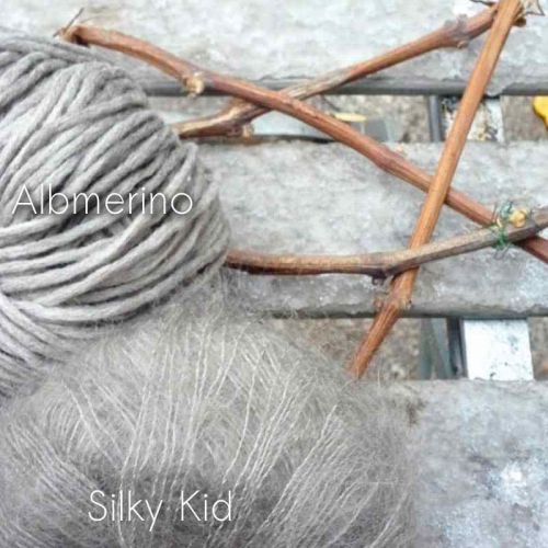 2 Knäuel in greige - 1 x Mohair Silky Kid, 1 x rustikales Albmerino