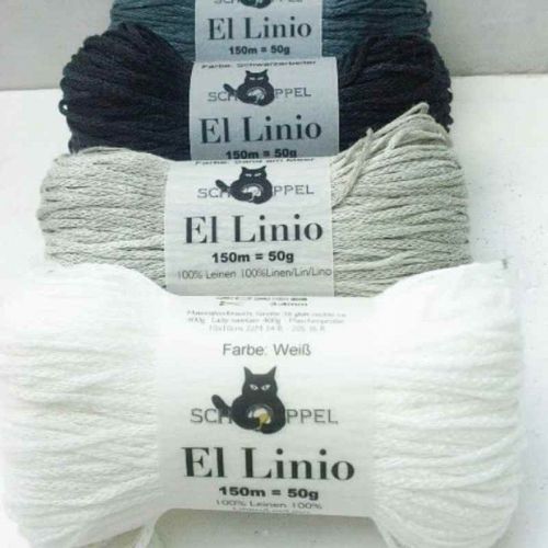 4 Knäuel El Linio von Schoppel in weiß, beige, anthrazit und schwarz