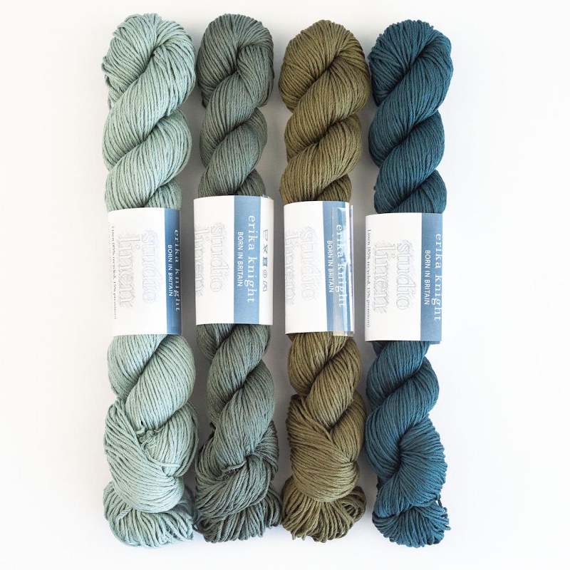 Vollbild 4 Stränge Studio Linen von Erika Knight in Blau-Grün-Tönen