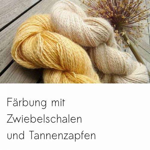 2 Stränge Mohair-Seide-Garn, pflanzlich gefärbt in sanftem Beige und Apricot
