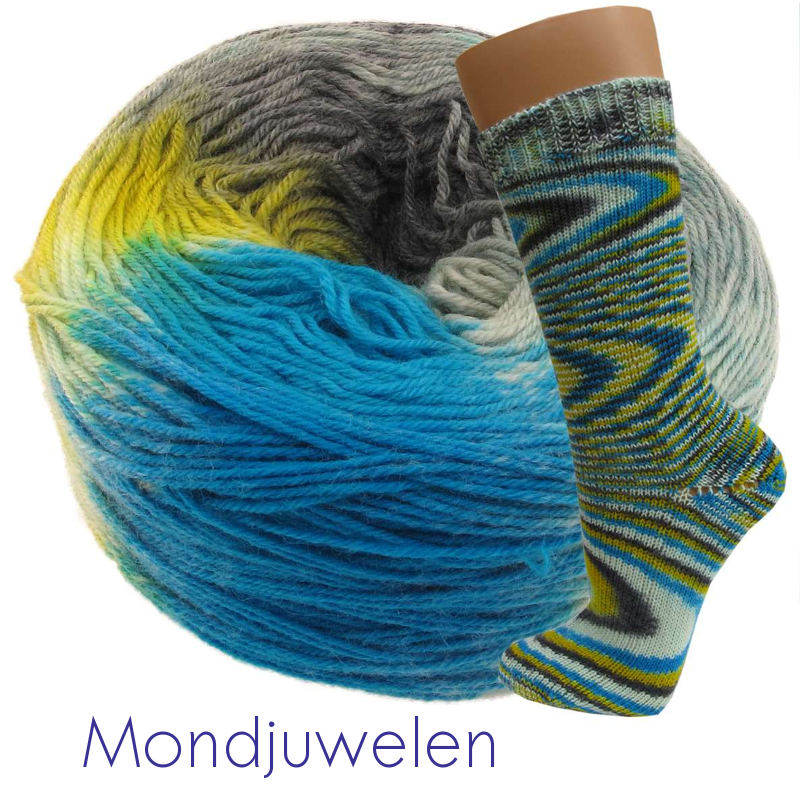 Vollbild Knäuel Sockenwolle und gestrickte Socke aus Fliegende Untertasse