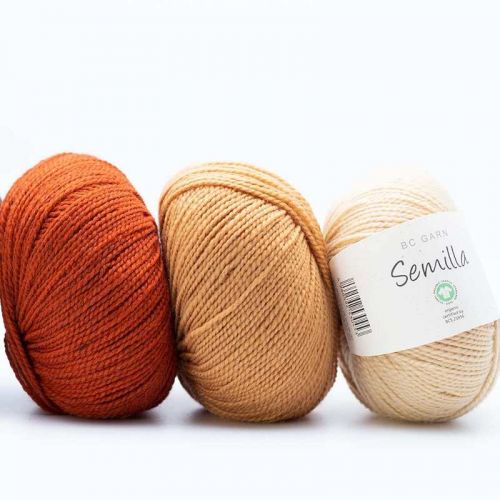 3 Knäuel Semilla in Herbsttönen - beige, caramel, burnt orange