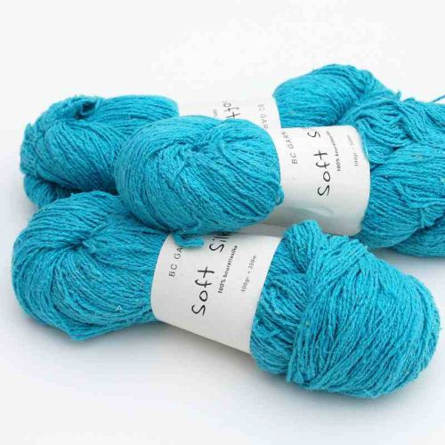 3 Stränge Bouretteseide in leuchtendem Türkis - Soft-Silk von BC-Garne