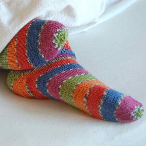 Ringelsocken in blau, rot, lila, orange, grün 
