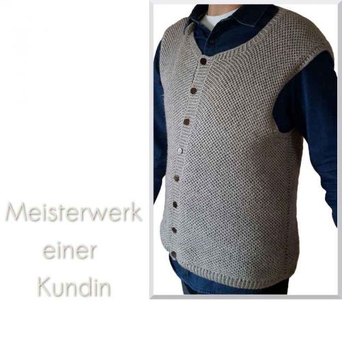 Strickweste einer Kundin im Perlmuster