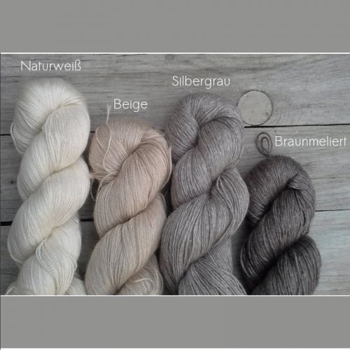 Feines Lacegarn aus seltener naturfarbener Yakwolle und Seide