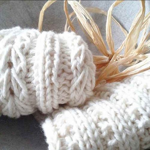 2 naturfarbene handgestrickte Spültücher aus Handarbeitsgarn